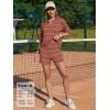 image:imageEXLURA Women Summer 2 Piece Outfits Faux Cashmere Sweater Knit Oversized Polo V Neck Top Matching Shorts Vacation Lounge SetsCaramel