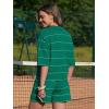 image:imageEXLURA Women Summer 2 Piece Outfits Faux Cashmere Sweater Knit Oversized Polo V Neck Top Matching Shorts Vacation Lounge SetsGreen