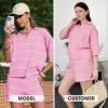 image:imageEXLURA Women Summer 2 Piece Outfits Faux Cashmere Sweater Knit Oversized Polo V Neck Top Matching Shorts Vacation Lounge SetsLight Pink