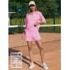 image:imageEXLURA Women Summer 2 Piece Outfits Faux Cashmere Sweater Knit Oversized Polo V Neck Top Matching Shorts Vacation Lounge SetsLight Pink