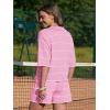 image:imageEXLURA Women Summer 2 Piece Outfits Faux Cashmere Sweater Knit Oversized Polo V Neck Top Matching Shorts Vacation Lounge SetsLight Pink