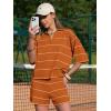 image:imageEXLURA Women Summer 2 Piece Outfits Faux Cashmere Sweater Knit Oversized Polo V Neck Top Matching Shorts Vacation Lounge SetsOrange