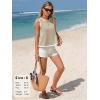 image:imageEXLURA Women Summer Sleeveless Tops 2026 Casual Cotton Tank Tops Color Block Crewneck Blouses Going Out T Shirts Beach TravelLight Khaki