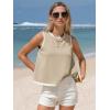 image:imageEXLURA Women Summer Sleeveless Tops 2026 Casual Cotton Tank Tops Color Block Crewneck Blouses Going Out T Shirts Beach TravelLight Khaki
