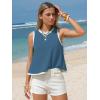 image:imageEXLURA Women Summer Sleeveless Tops 2026 Casual Cotton Tank Tops Color Block Crewneck Blouses Going Out T Shirts Beach TravelNavy Blue