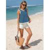 image:imageEXLURA Women Summer Sleeveless Tops 2026 Casual Cotton Tank Tops Color Block Crewneck Blouses Going Out T Shirts Beach TravelNavy Blue
