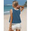 image:imageEXLURA Women Summer Sleeveless Tops 2026 Casual Cotton Tank Tops Color Block Crewneck Blouses Going Out T Shirts Beach TravelNavy Blue