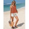 image:imageEXLURA Women Summer Sleeveless Tops 2026 Casual Cotton Tank Tops Color Block Crewneck Blouses Going Out T Shirts Beach TravelRust