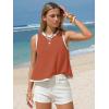 image:imageEXLURA Women Summer Sleeveless Tops 2026 Casual Cotton Tank Tops Color Block Crewneck Blouses Going Out T Shirts Beach TravelRust