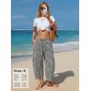 image:imageEXLURA Womens Cotton Faux Linen Gingham Barrel Capri Pants Plaid Palazzo Trousers Harem Pants Pockets Summer Beach VacationBlack Plaid