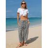 image:imageEXLURA Womens Cotton Faux Linen Gingham Barrel Capri Pants Plaid Palazzo Trousers Harem Pants Pockets Summer Beach VacationBlack Plaid