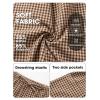 image:imageEXLURA Womens Cotton Faux Linen Gingham Barrel Capri Pants Plaid Palazzo Trousers Harem Pants Pockets Summer Beach VacationCoffee Plaid