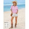 image:imageEXLURA Womens Crochet Tops Short Sleeve Knit Beach Sweater Hollow Out Swimsuit Cover Ups Striped Boho Cruise Vacation ShirtsPink White