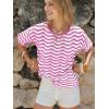 image:imageEXLURA Womens Crochet Tops Short Sleeve Knit Beach Sweater Hollow Out Swimsuit Cover Ups Striped Boho Cruise Vacation ShirtsPink White