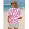 image:imageEXLURA Womens Crochet Tops Short Sleeve Knit Beach Sweater Hollow Out Swimsuit Cover Ups Striped Boho Cruise Vacation ShirtsPink White