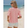 image:imageEXLURA Womens Crochet Tops Short Sleeve Knit Beach Sweater Hollow Out Swimsuit Cover Ups Striped Boho Cruise Vacation ShirtsRed White