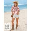 image:imageEXLURA Womens Crochet Tops Short Sleeve Knit Beach Sweater Hollow Out Swimsuit Cover Ups Striped Boho Cruise Vacation ShirtsRed White
