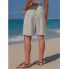 image:imageEXLURA Womens Faux Linen Striped Bermuda Shorts Casual Drawstring Elastic Waist Summer Vacation Beach Shorts with PocketsBlack