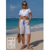 image:imageEXLURA Womens Faux Linen Striped Bermuda Shorts Casual Drawstring Elastic Waist Summer Vacation Beach Shorts with PocketsDeep Blue