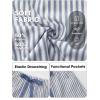 image:imageEXLURA Womens Faux Linen Striped Bermuda Shorts Casual Drawstring Elastic Waist Summer Vacation Beach Shorts with PocketsDeep Blue