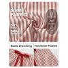 image:imageEXLURA Womens Faux Linen Striped Bermuda Shorts Casual Drawstring Elastic Waist Summer Vacation Beach Shorts with PocketsRed