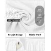 image:imageEXLURA Womens Faux Linen Wide Leg Boho Flowy Pants Summer Palazzo Casual Elastic Waist Baggy Trousers Beach Vacation PocketsWhite