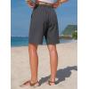image:imageEXLURA Womens Striped Bermuda Shorts Casual Cotton Linen Shorts Elastic Drawstring Summer Beach Vacation Shorts PocketsBlack