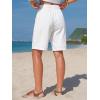 image:imageEXLURA Womens Striped Bermuda Shorts Casual Cotton Linen Shorts Elastic Drawstring Summer Beach Vacation Shorts PocketsWhite