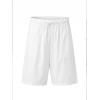 image:imageEXLURA Womens Striped Bermuda Shorts Casual Cotton Linen Shorts Elastic Drawstring Summer Beach Vacation Shorts PocketsWhite