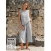 image:imageEXLURA Womens Summer 100 Cotton 2 Piece Outfits Striped Sleeveless Top Capri Wide Leg Pants Sets Faux Linen Travel BeachBlack
