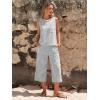 image:imageEXLURA Womens Summer 100 Cotton 2 Piece Outfits Striped Sleeveless Top Capri Wide Leg Pants Sets Faux Linen Travel BeachBlack White Plaid