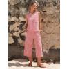 image:imageEXLURA Womens Summer 100 Cotton 2 Piece Outfits Striped Sleeveless Top Capri Wide Leg Pants Sets Faux Linen Travel BeachRed White Plaid