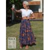 image:imageEXLURA Womens Summer Elastic Waist Floral Print Maxi Long Skirt Midi Flowy Skirt Spring Boho Beach Vacation Outfits PocketsBlue Floral
