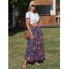 image:imageEXLURA Womens Summer Elastic Waist Floral Print Maxi Long Skirt Midi Flowy Skirt Spring Boho Beach Vacation Outfits PocketsBlue Floral