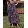 image:imageEXLURA Womens Summer Elastic Waist Floral Print Maxi Long Skirt Midi Flowy Skirt Spring Boho Beach Vacation Outfits PocketsBlue Floral