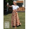 image:imageEXLURA Womens Summer Elastic Waist Floral Print Maxi Long Skirt Midi Flowy Skirt Spring Boho Beach Vacation Outfits PocketsBrown Floral