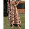 image:imageEXLURA Womens Summer Elastic Waist Floral Print Maxi Long Skirt Midi Flowy Skirt Spring Boho Beach Vacation Outfits PocketsBrown Floral