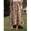 image:imageEXLURA Womens Summer Elastic Waist Floral Print Maxi Long Skirt Midi Flowy Skirt Spring Boho Beach Vacation Outfits PocketsBrown Floral