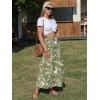 image:imageEXLURA Womens Summer Elastic Waist Floral Print Maxi Long Skirt Midi Flowy Skirt Spring Boho Beach Vacation Outfits PocketsGreen Floral