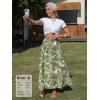 image:imageEXLURA Womens Summer Elastic Waist Floral Print Maxi Long Skirt Midi Flowy Skirt Spring Boho Beach Vacation Outfits PocketsGreen Floral