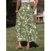 image:imageEXLURA Womens Summer Elastic Waist Floral Print Maxi Long Skirt Midi Flowy Skirt Spring Boho Beach Vacation Outfits PocketsGreen Floral