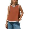 image:imageEXLURA Women Summer Sleeveless Tops 2026 Casual Cotton Tank Tops Color Block Crewneck Blouses Going Out T Shirts Beach TravelRust