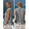 image:imageEXLURA Women Summer Top 100 Cotton Faux Linen Sleeveless Shirts Cropped Peplum Tops Casual Striped Work Blouses Beach TravelBlack Stripe