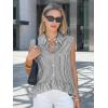 image:imageEXLURA Women Summer Top 100 Cotton Faux Linen Sleeveless Shirts Cropped Peplum Tops Casual Striped Work Blouses Beach TravelBlack Stripe
