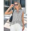 image:imageEXLURA Women Summer Top 100 Cotton Faux Linen Sleeveless Shirts Cropped Peplum Tops Casual Striped Work Blouses Beach TravelBlack Stripe