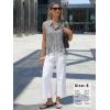image:imageEXLURA Women Summer Top 100 Cotton Faux Linen Sleeveless Shirts Cropped Peplum Tops Casual Striped Work Blouses Beach TravelBlack Stripe