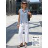 image:imageEXLURA Women Summer Top 100 Cotton Faux Linen Sleeveless Shirts Cropped Peplum Tops Casual Striped Work Blouses Beach TravelBlue Stripe