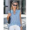 image:imageEXLURA Women Summer Top 100 Cotton Faux Linen Sleeveless Shirts Cropped Peplum Tops Casual Striped Work Blouses Beach TravelBlue Stripe