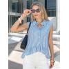image:imageEXLURA Women Summer Top 100 Cotton Faux Linen Sleeveless Shirts Cropped Peplum Tops Casual Striped Work Blouses Beach TravelBlue Stripe