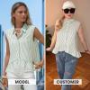image:imageEXLURA Women Summer Top 100 Cotton Faux Linen Sleeveless Shirts Cropped Peplum Tops Casual Striped Work Blouses Beach TravelGreen Stripe